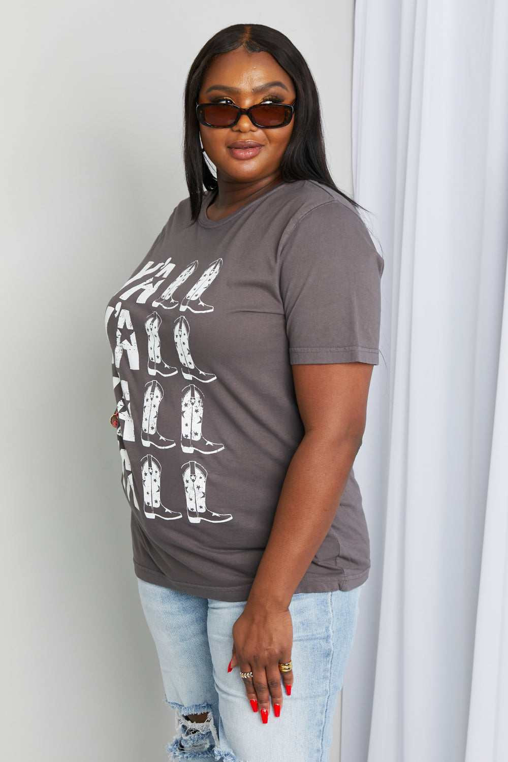 mineB Full Size Y'ALL Cowboy Boots Graphic Tee - nailedmoms
