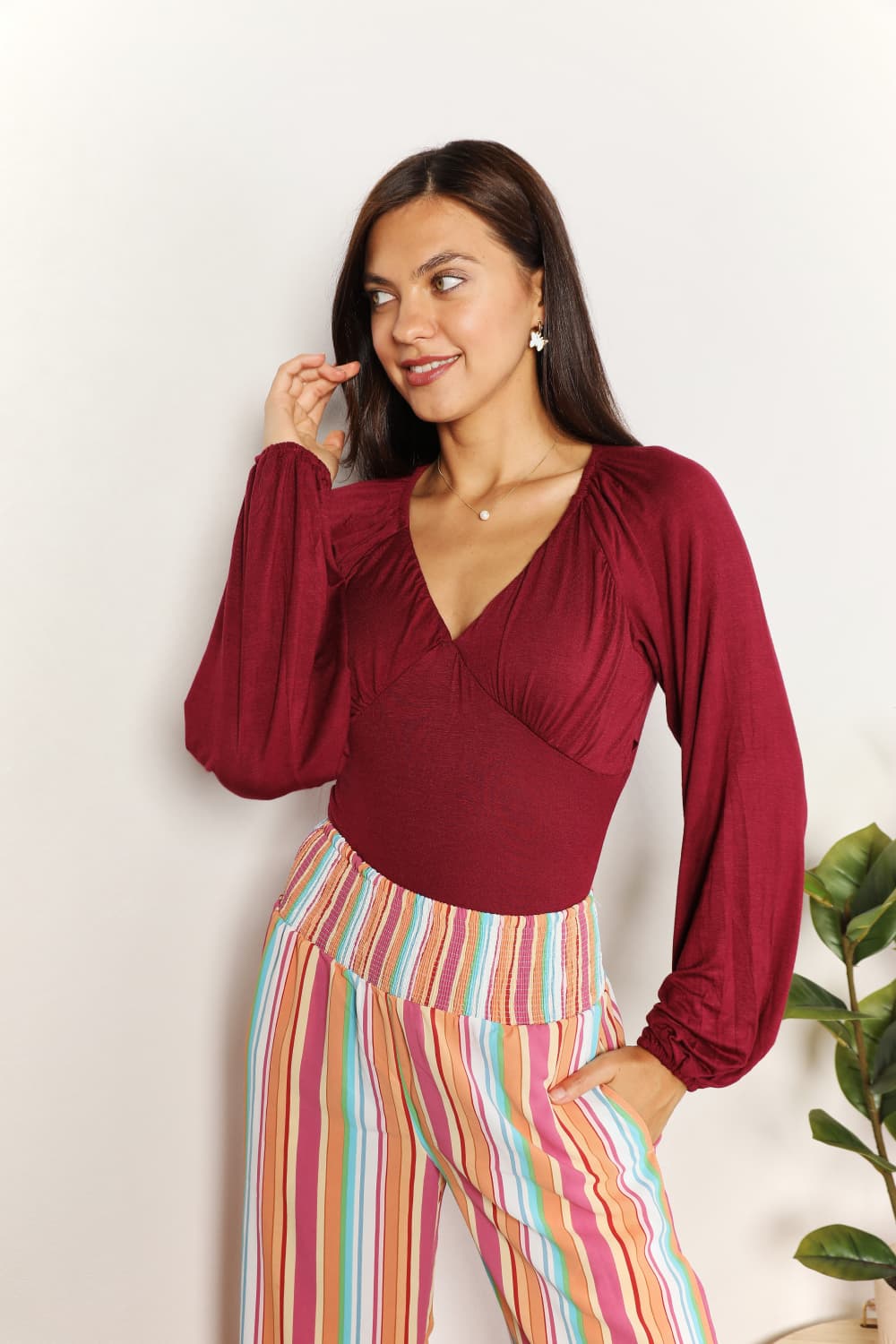 Culture Code  Full Size V-Neck Bodysuit - nailedmoms