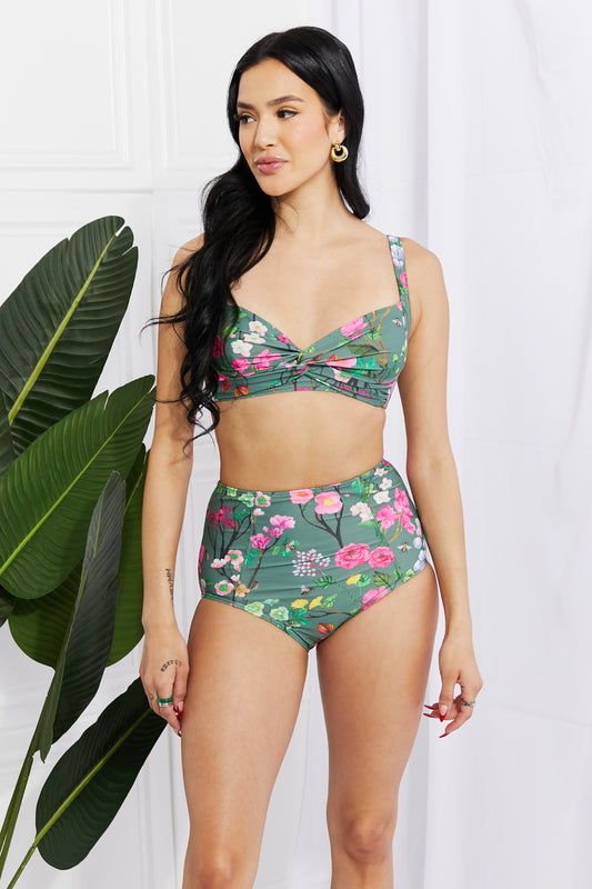 Marina West Swim Take A Dip Twist High-Rise Bikini in Sage - nailedmoms
