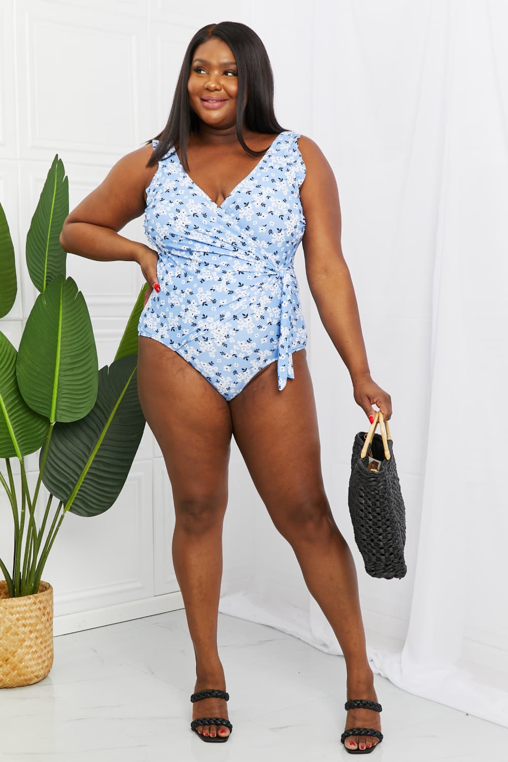 Marina West Swim Full Size Float On Ruffle Faux Wrap One-Piece in Blossom Blue - nailedmoms