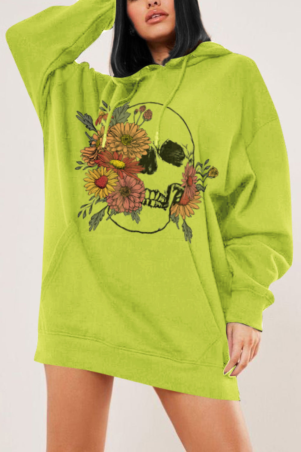 Simply Love Simply Love Full Size Floral Skull Graphic Hoodie - nailedmoms