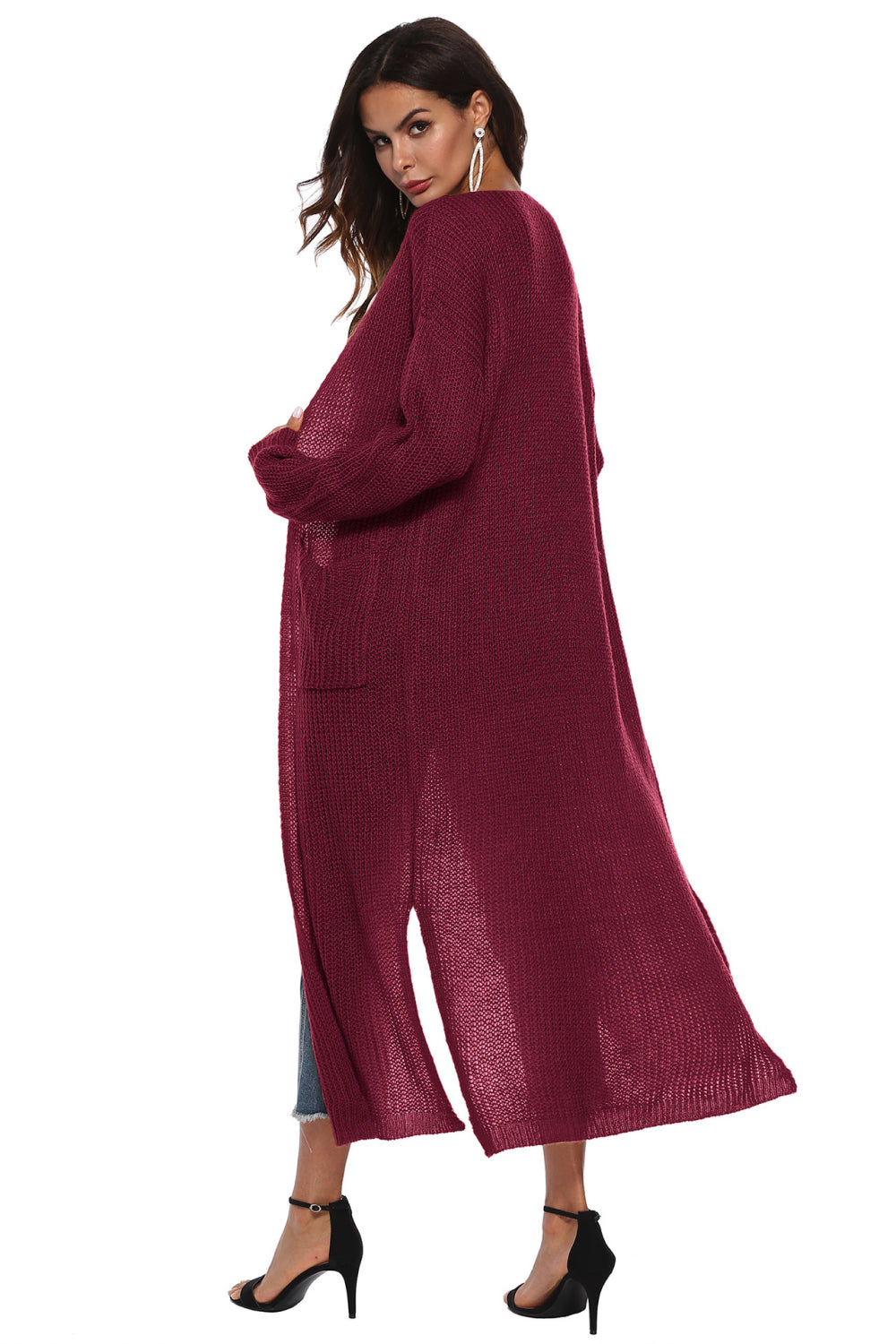 Long Sleeve Open Front Buttoned Cardigan - nailedmoms