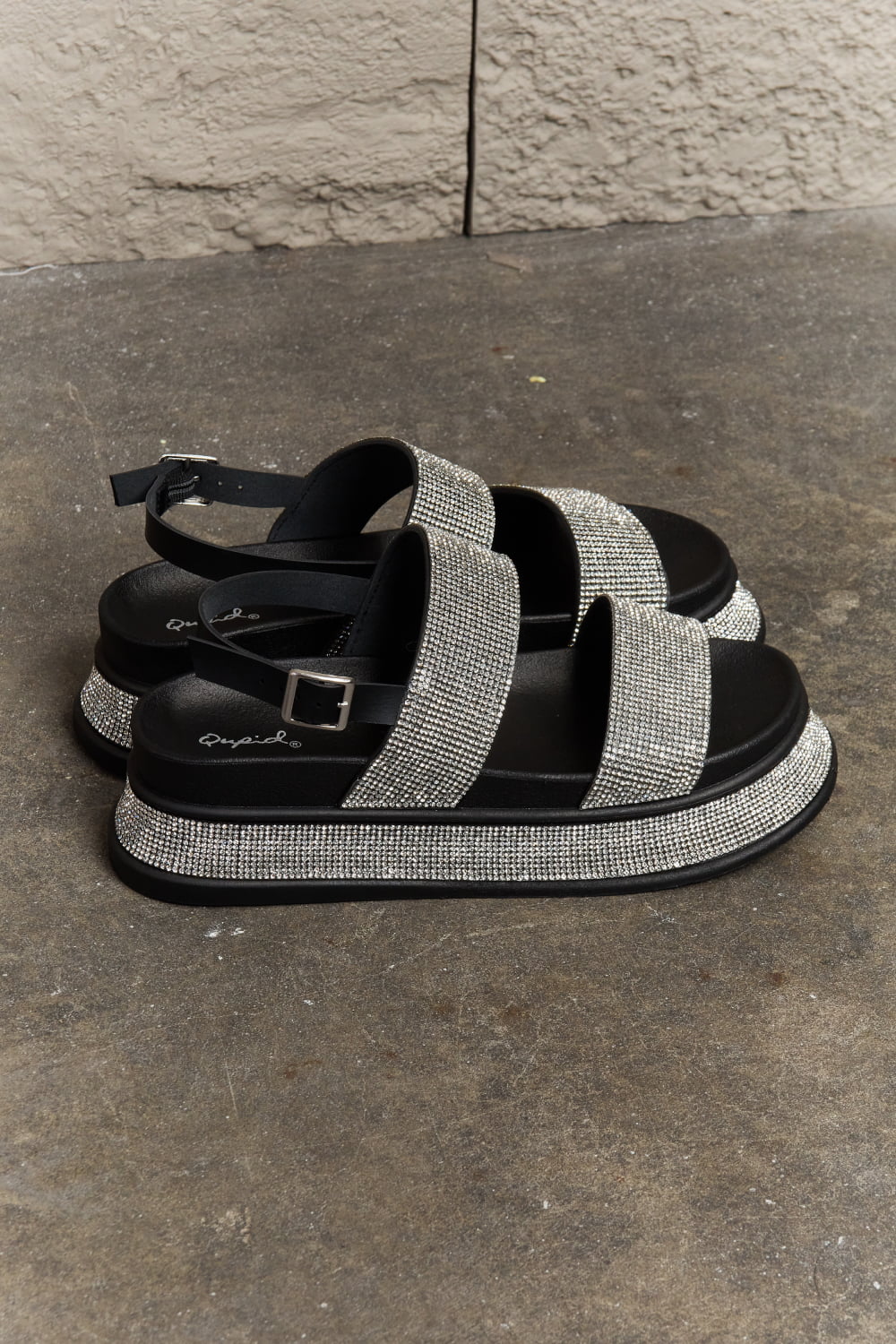 Qupid  Shine On Platform Rhinestone Slingback Sandal - nailedmoms
