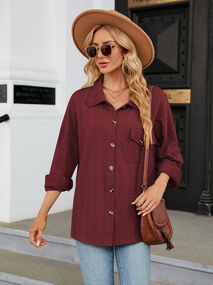 Collared Neck Buttoned Shirt - nailedmoms