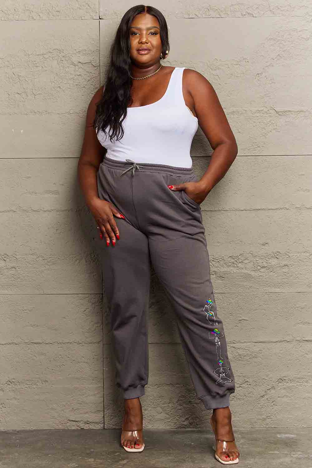 Simply Love Full Size SKELETON Graphic Sweatpants - nailedmoms