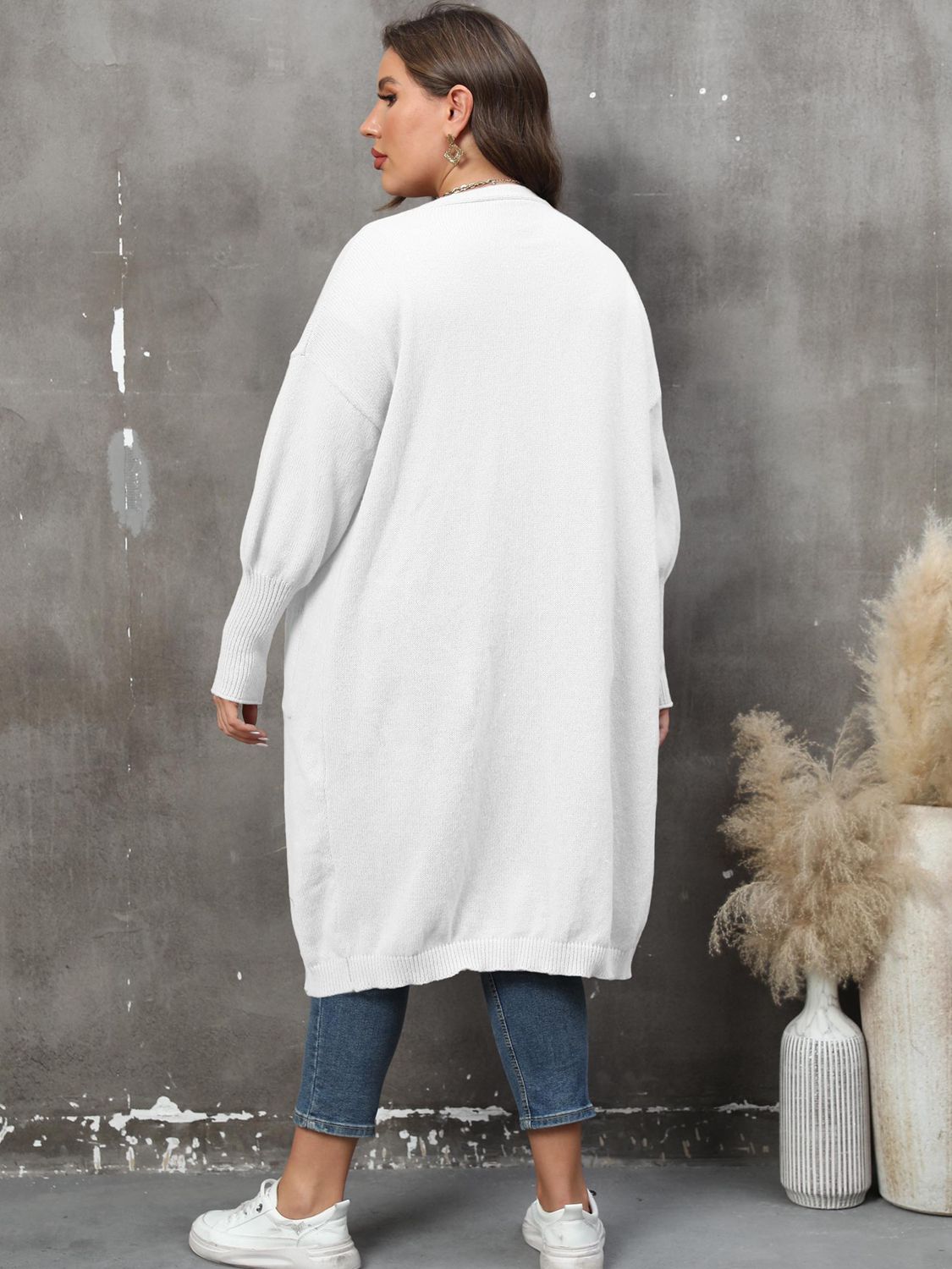 Plus Size Long Sleeve Pocketed Cardigan - nailedmoms