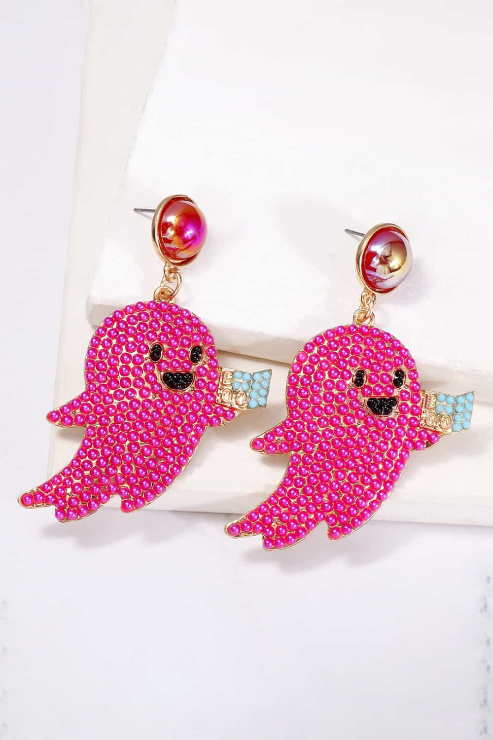 Ghost Shape Synthetic Pearl Dangle Earrings - nailedmoms