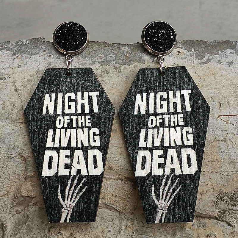 Coffin Shape Wooden Dangle Earrings - nailedmoms