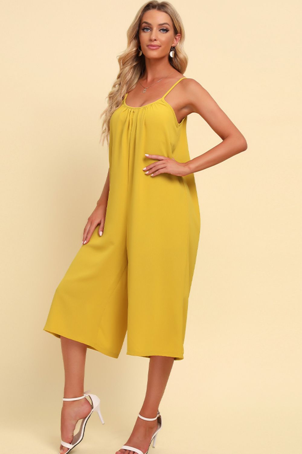 Spaghetti Strap Scoop Neck Jumpsuit - nailedmoms