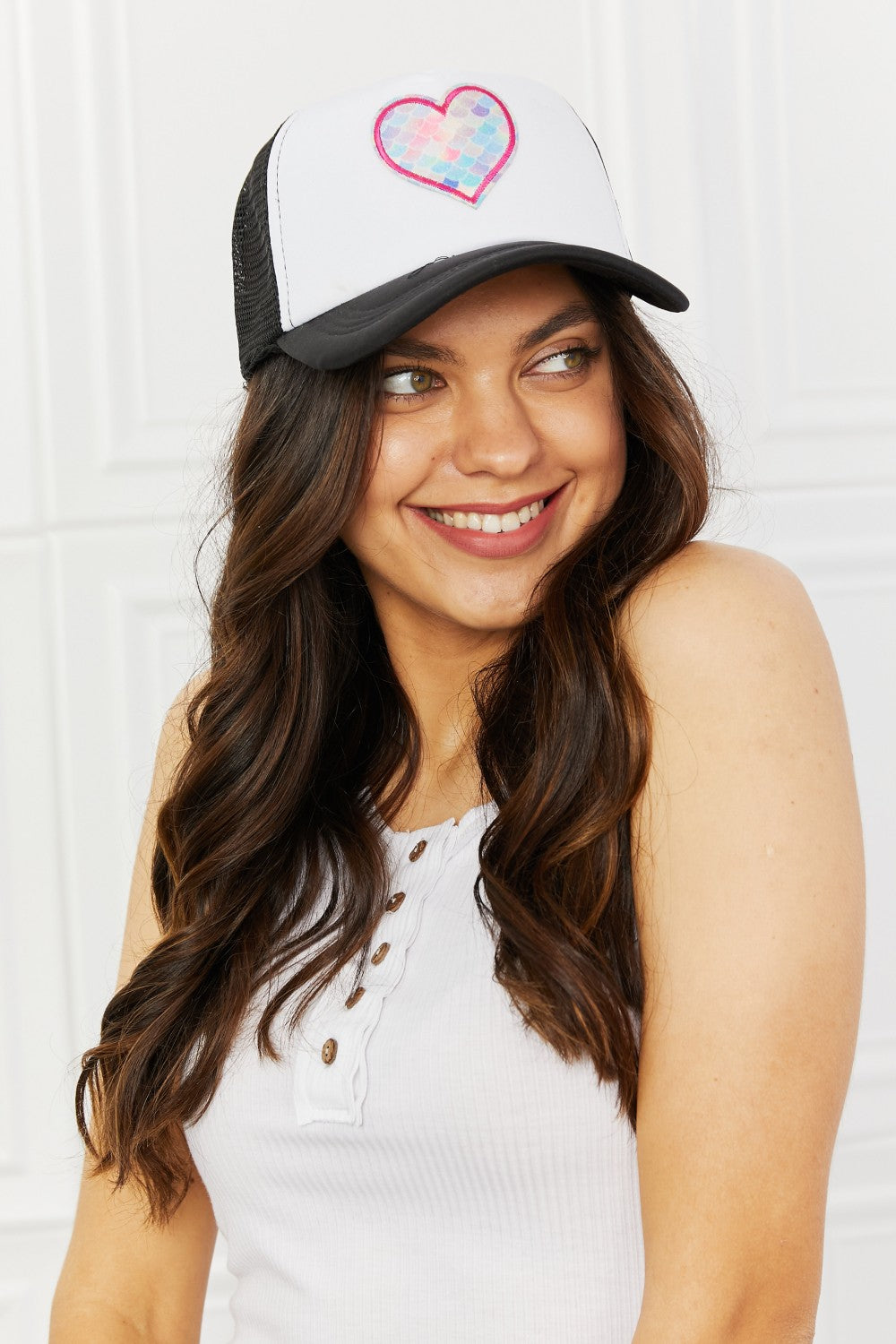 Fame Falling For You Trucker Hat in Black - nailedmoms