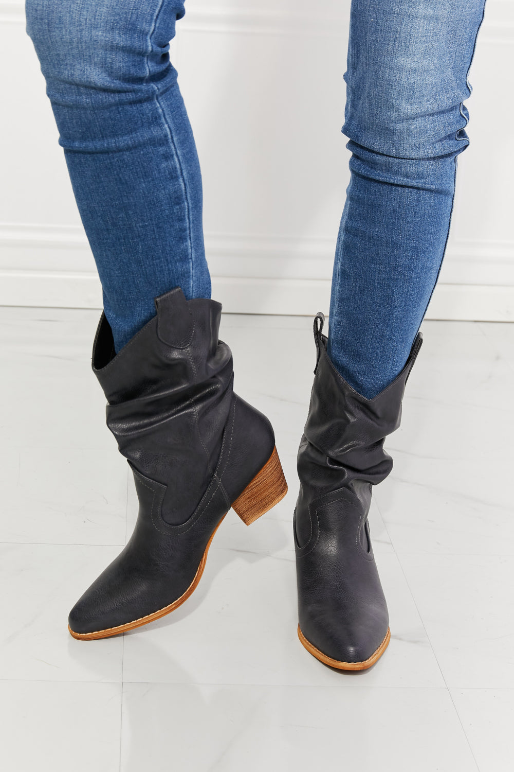 MMShoes Better in Texas Scrunch Cowboy Boots in Navy - nailedmoms