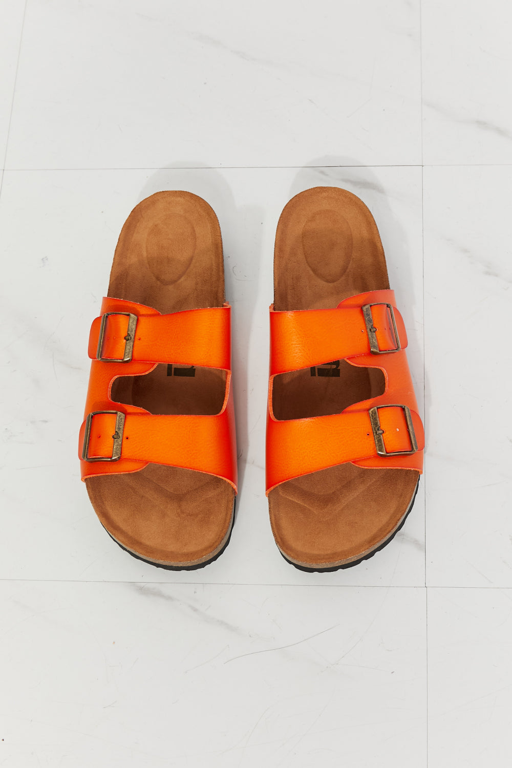 MMShoes Feeling Alive Double Banded Slide Sandals in Orange - nailedmoms