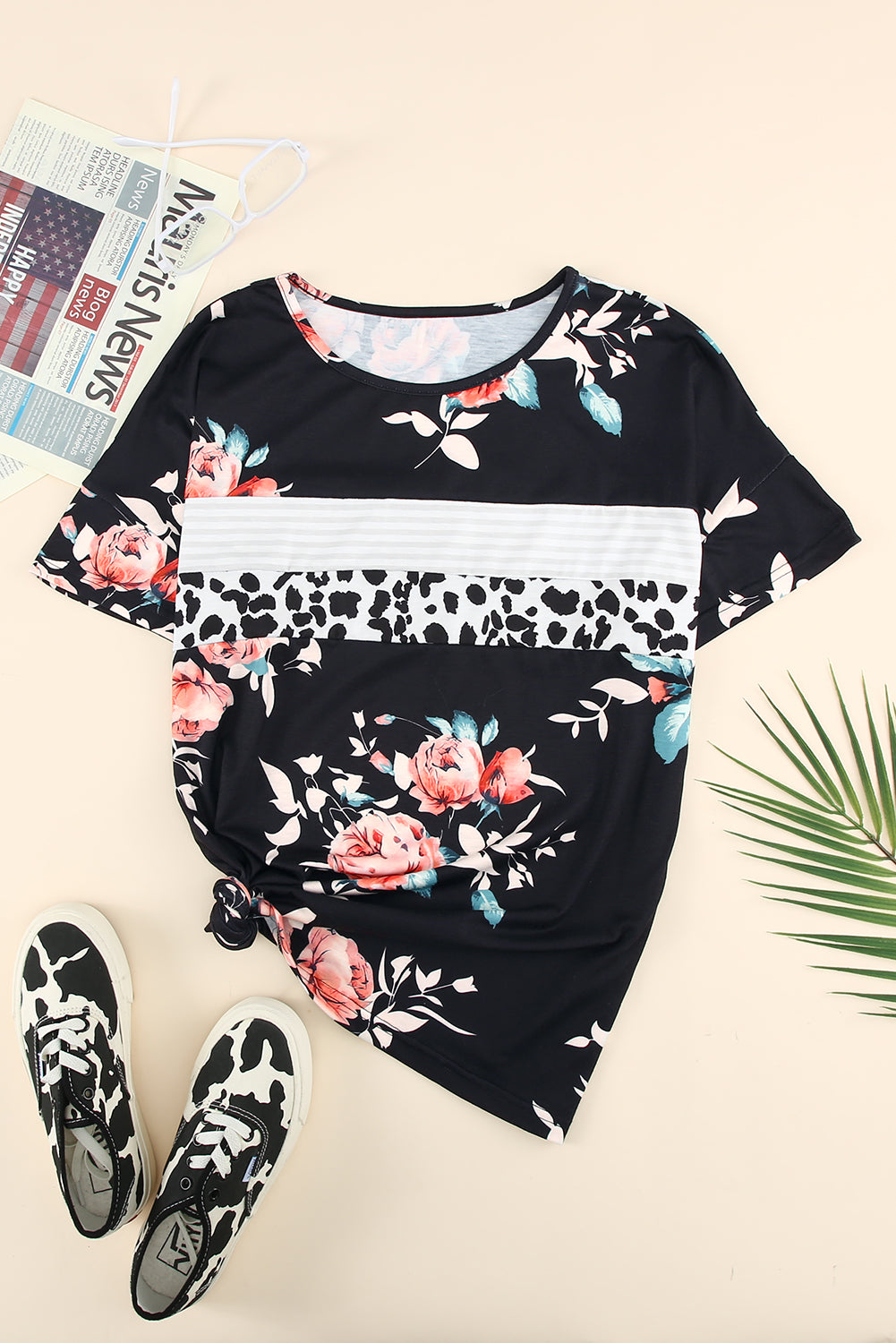 Petal Pop Floral Round Neck Short Sleeve Tee - nailedmoms