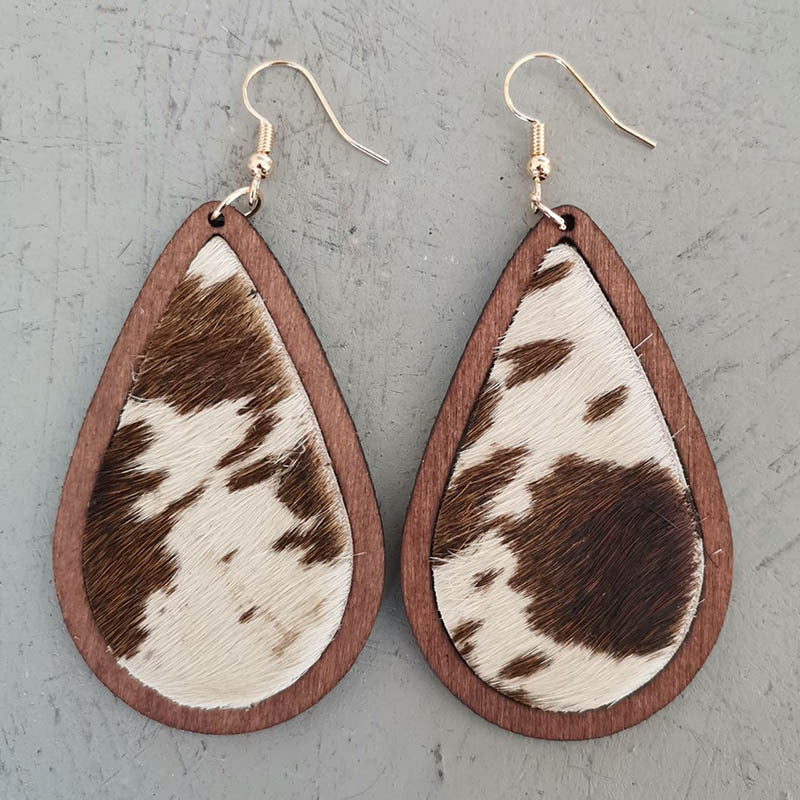 Teardrop Shape Wooden Dangle Earrings - nailedmoms