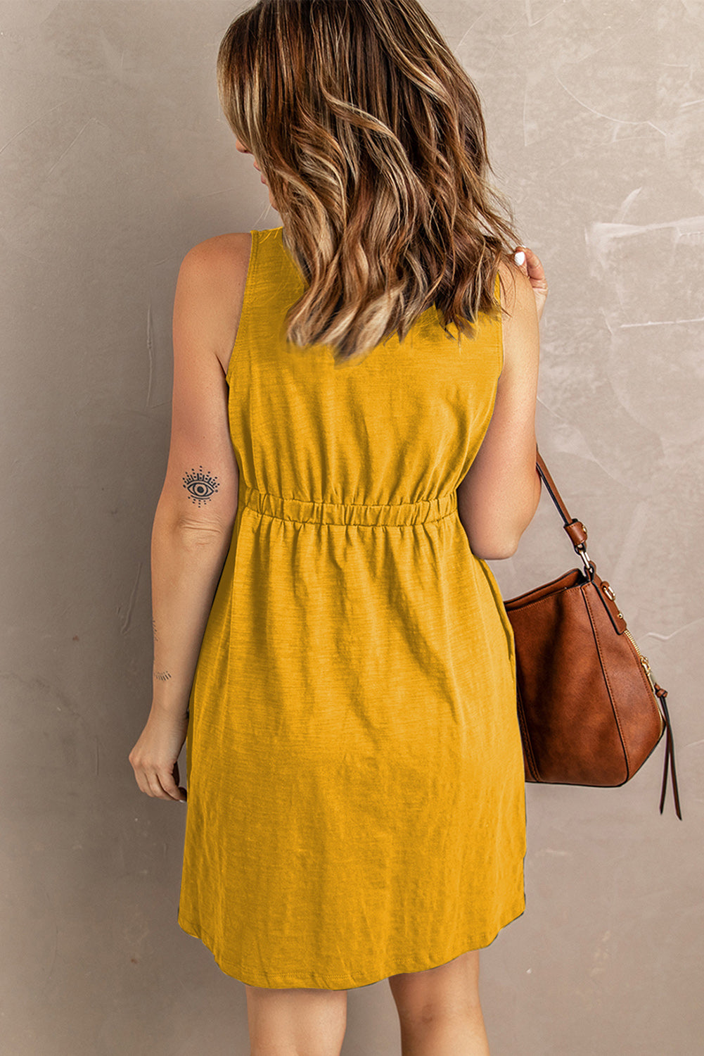 Sleeveless Button Down Mini Dress - nailedmoms