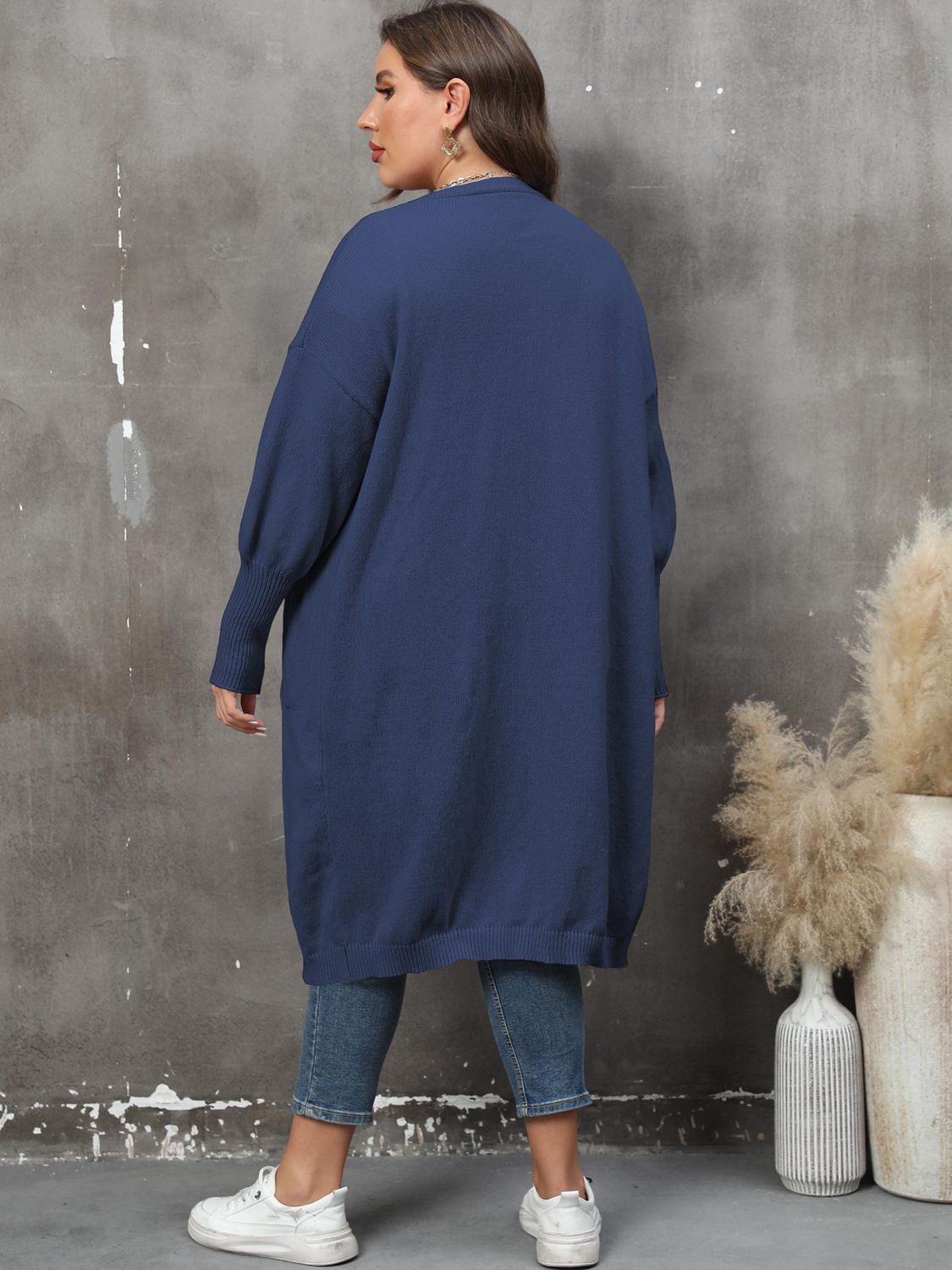 Plus Size Long Sleeve Pocketed Cardigan - nailedmoms