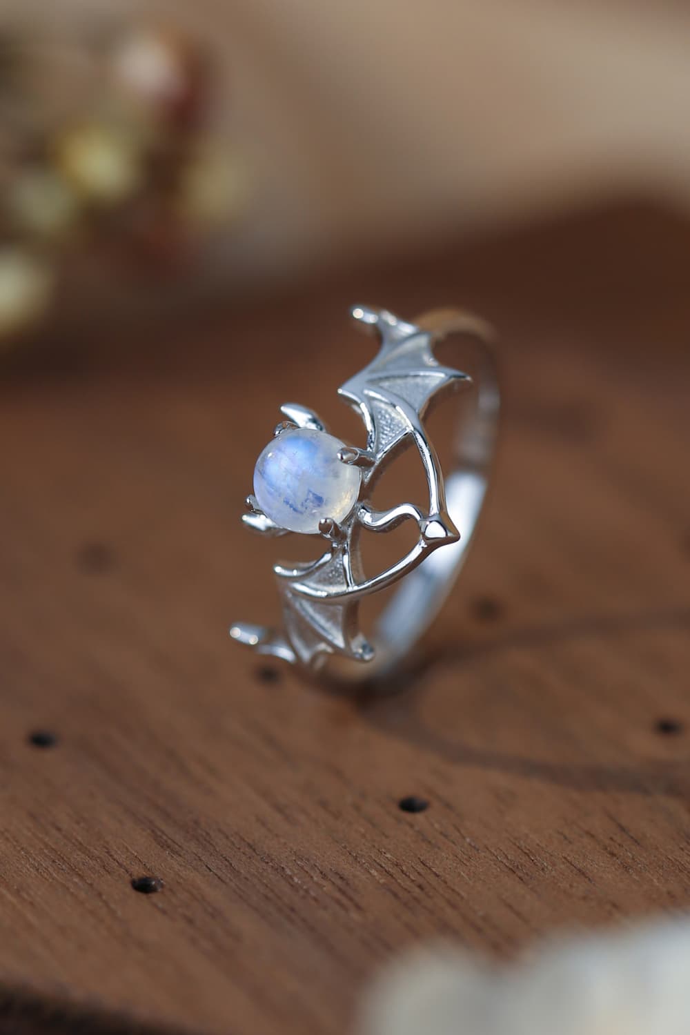Moonstone Bat 925 Sterling Silver Ring - nailedmoms