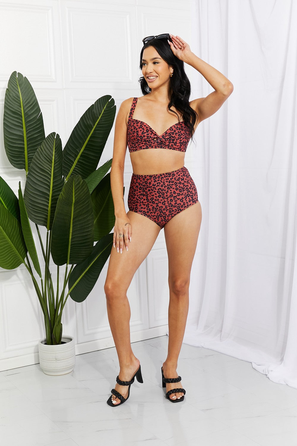 Marina West Swim Take A Dip Twist High-Rise Bikini in Ochre - nailedmoms