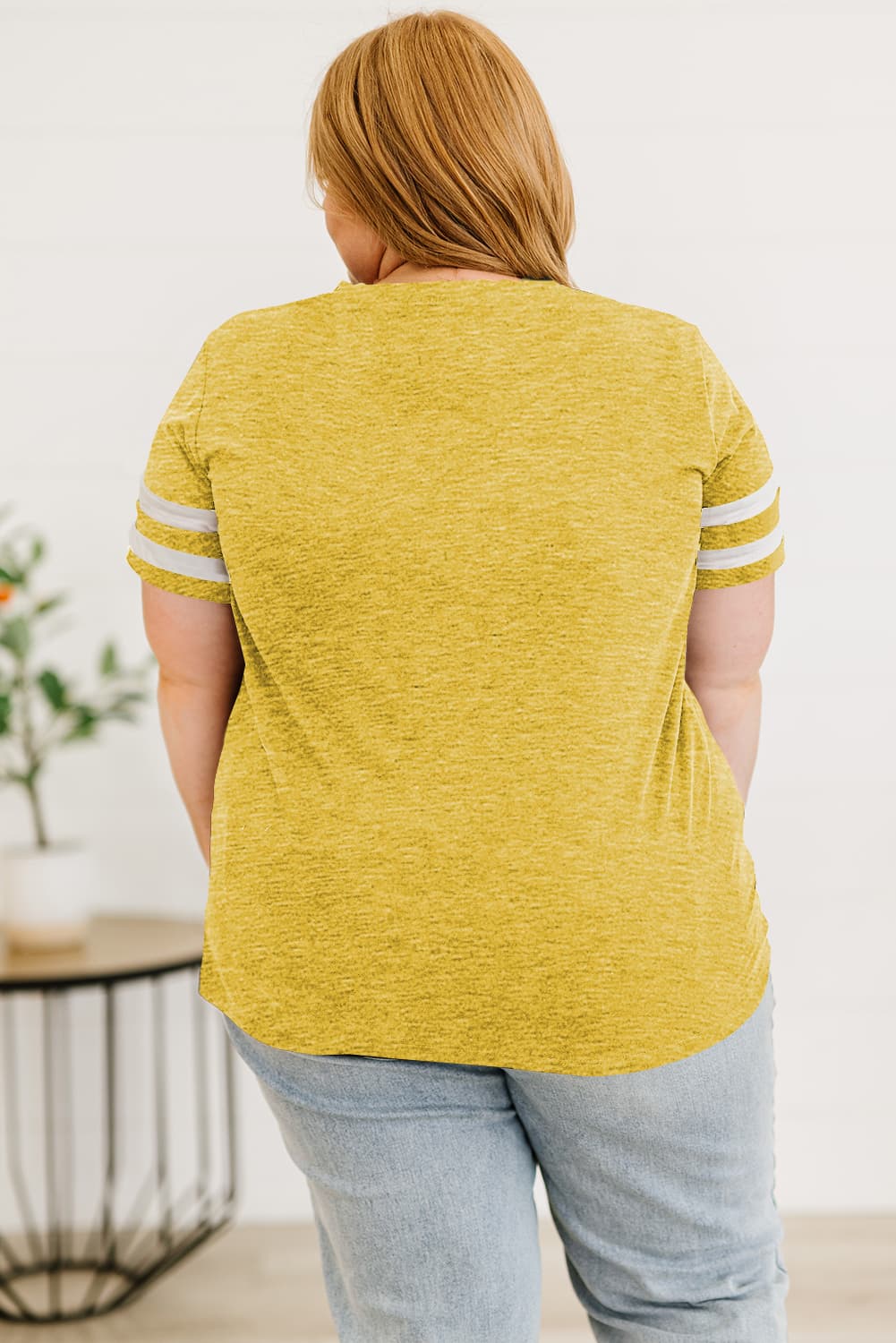Plus Size Striped V-Neck Tee Shirt - nailedmoms