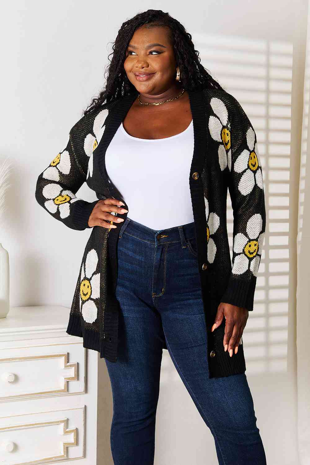 Double Take Floral Button Down Longline Cardigan - nailedmoms