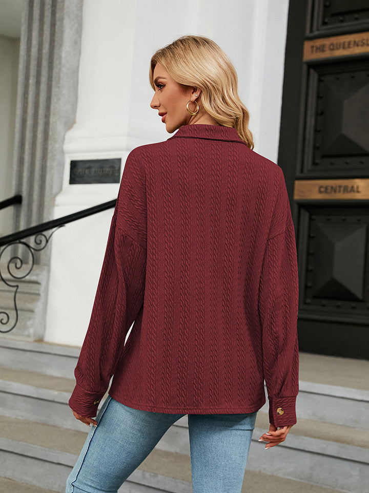 Collared Neck Buttoned Shirt - nailedmoms