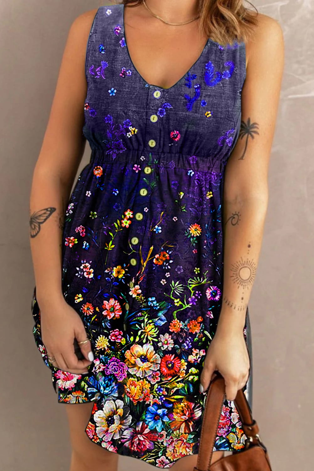 Double Take Scoop Neck Buttoned Sleeveless Magic Dress with Pockets - nailedmoms