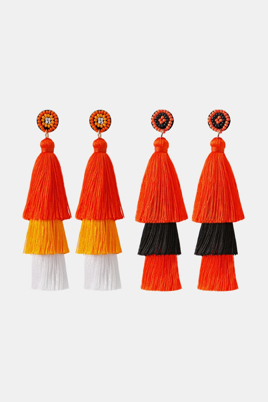 Baeds Detail Triple Layered Tassel Earring - nailedmoms