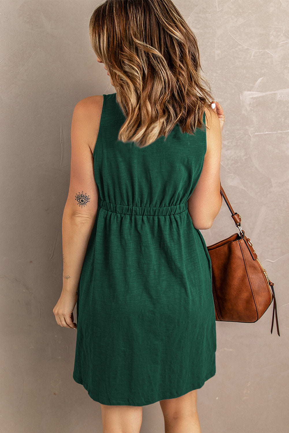 Sleeveless Button Down Mini Dress - nailedmoms