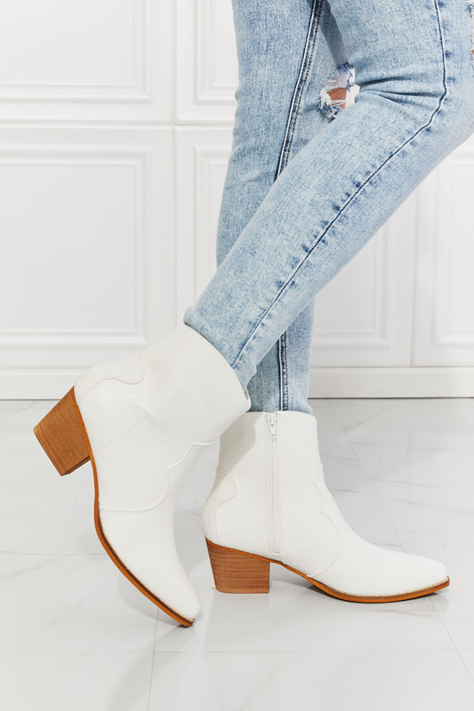 MMShoes Watertower Town Faux Leather Western Ankle Boots in White - nailedmoms