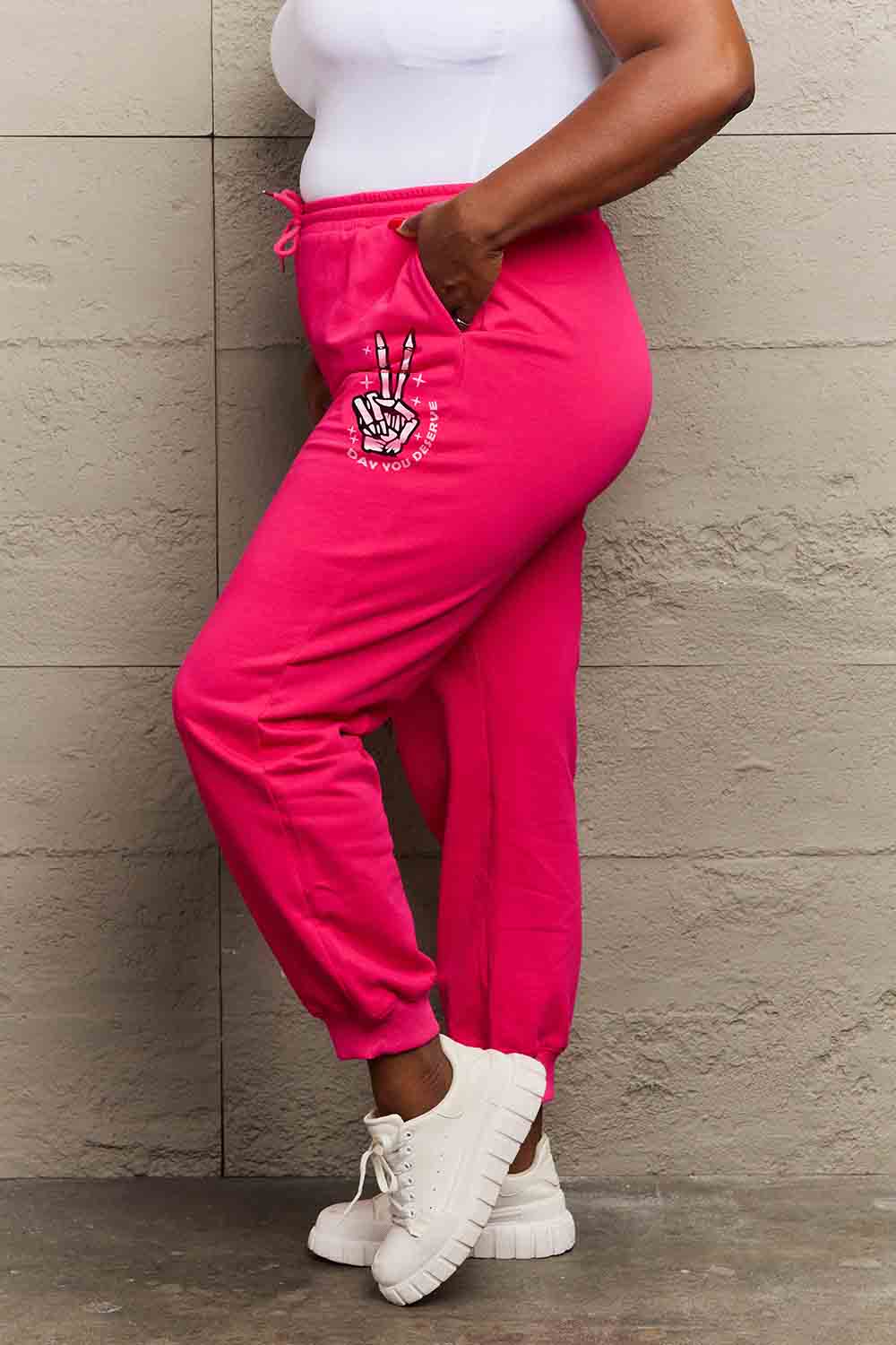 Simply Love Simply Love Full Size Drawstring DAY YOU DESERVE Graphic Long Sweatpants - nailedmoms