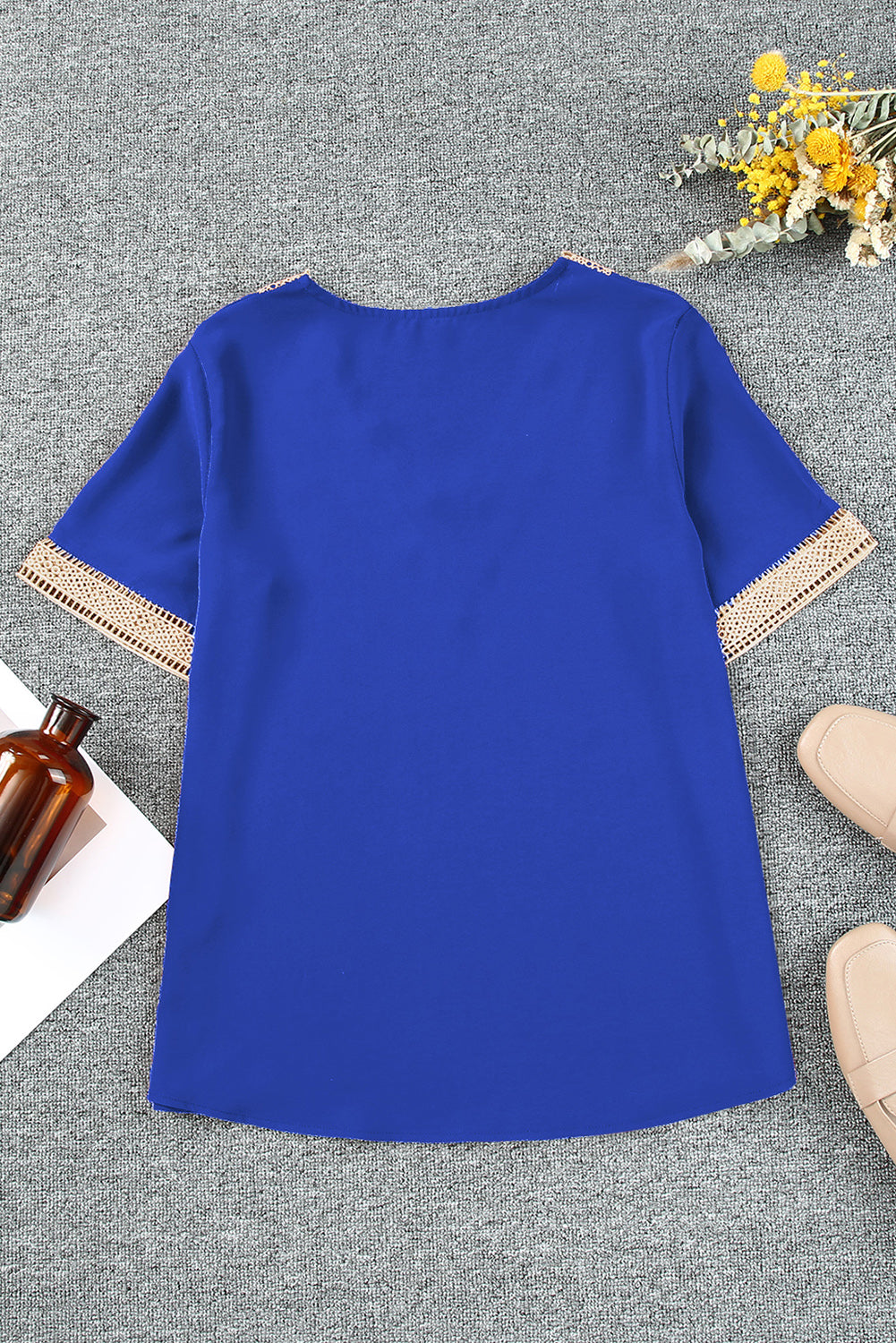 Contrast V-Neck Blouse - nailedmoms