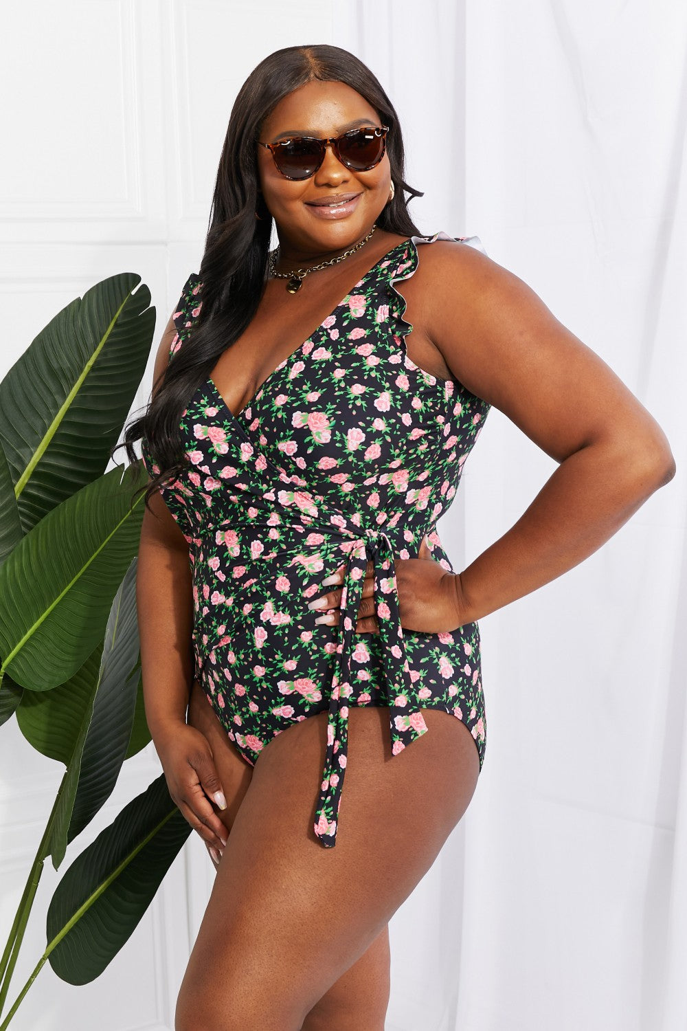 Marina West Swim Full Size Float On Ruffle Faux Wrap One-Piece in Floral - nailedmoms