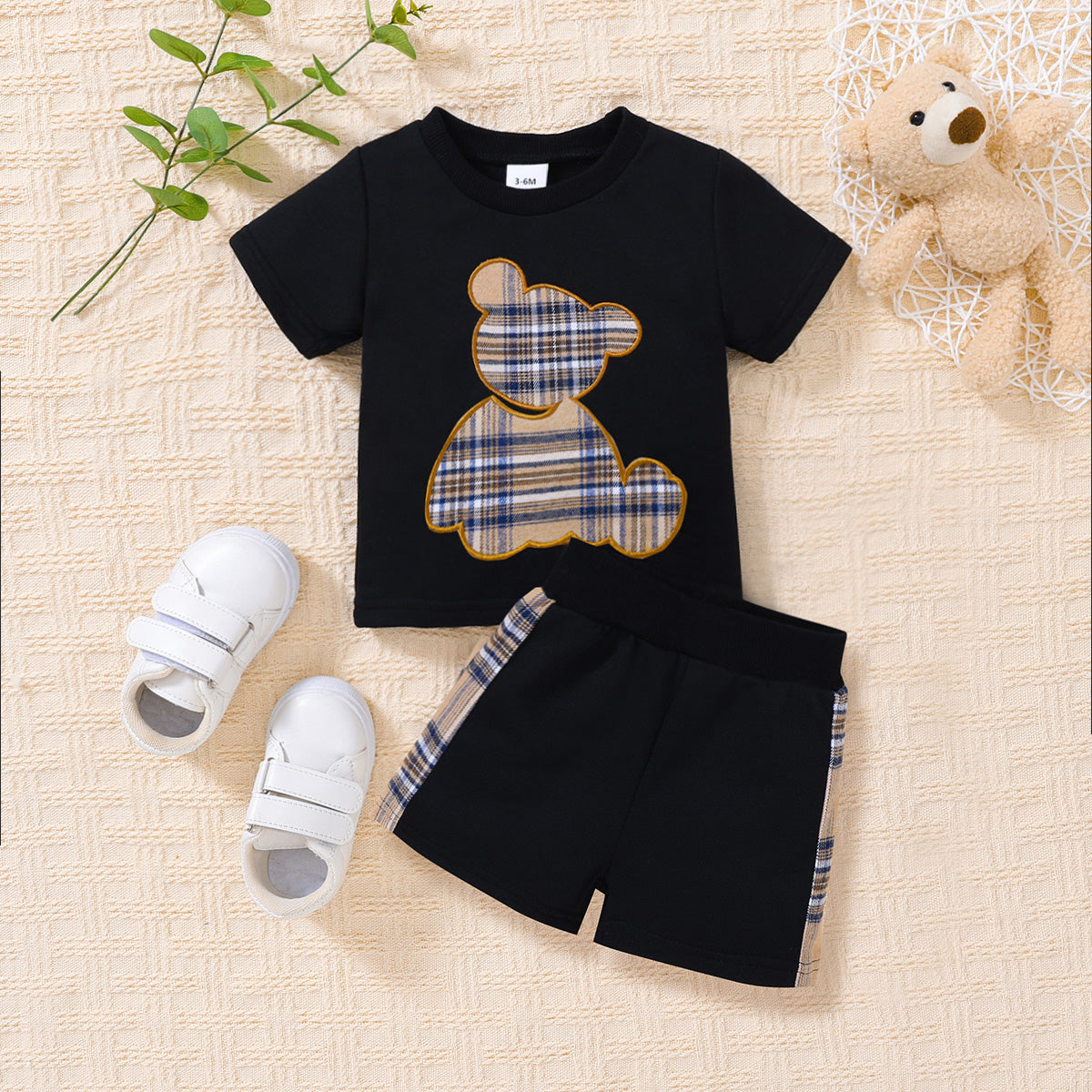 Baby Bear Graphic Round Neck Tee and Short Set - nailedmoms