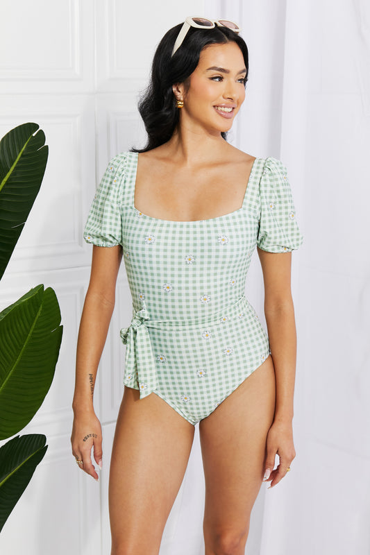 Marina West Swim Salty Air Puff Sleeve One-Piece in Sage - nailedmoms