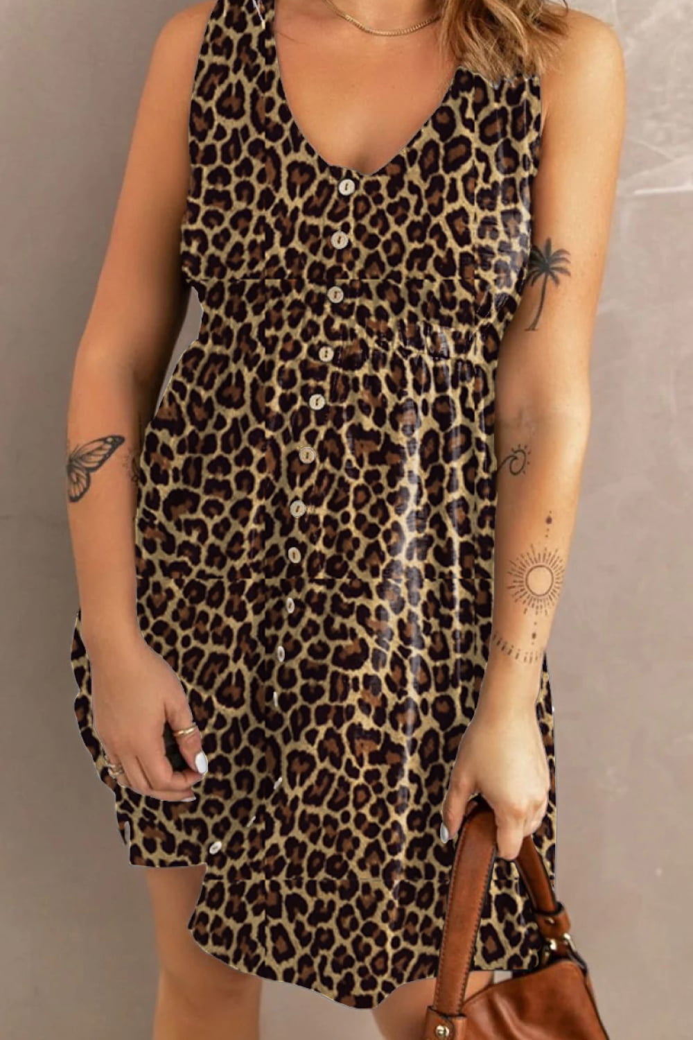 Double Take Printed Scoop Neck Sleeveless Buttoned Magic Dress with Pockets - nailedmoms