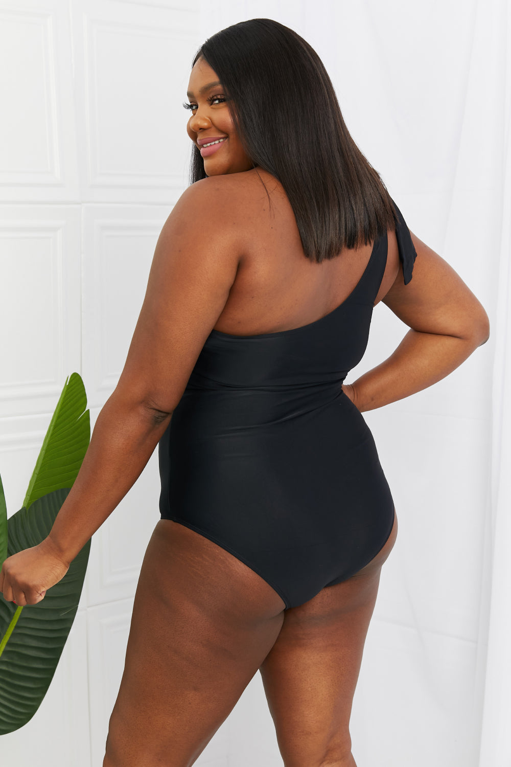 Marina West Swim Deep End One-Shoulder One-Piece Swimsuit in Black - nailedmoms
