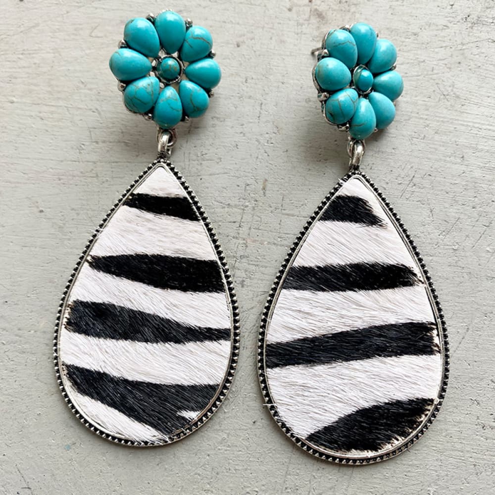 Turquoise Flower Teardrop Earrings - nailedmoms