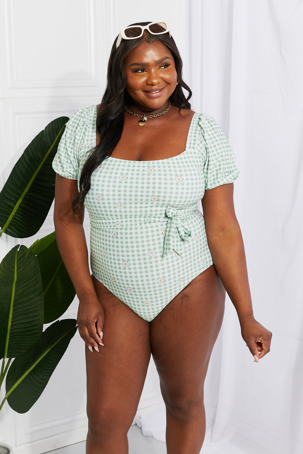 Marina West Swim Salty Air Puff Sleeve One-Piece in Sage - nailedmoms