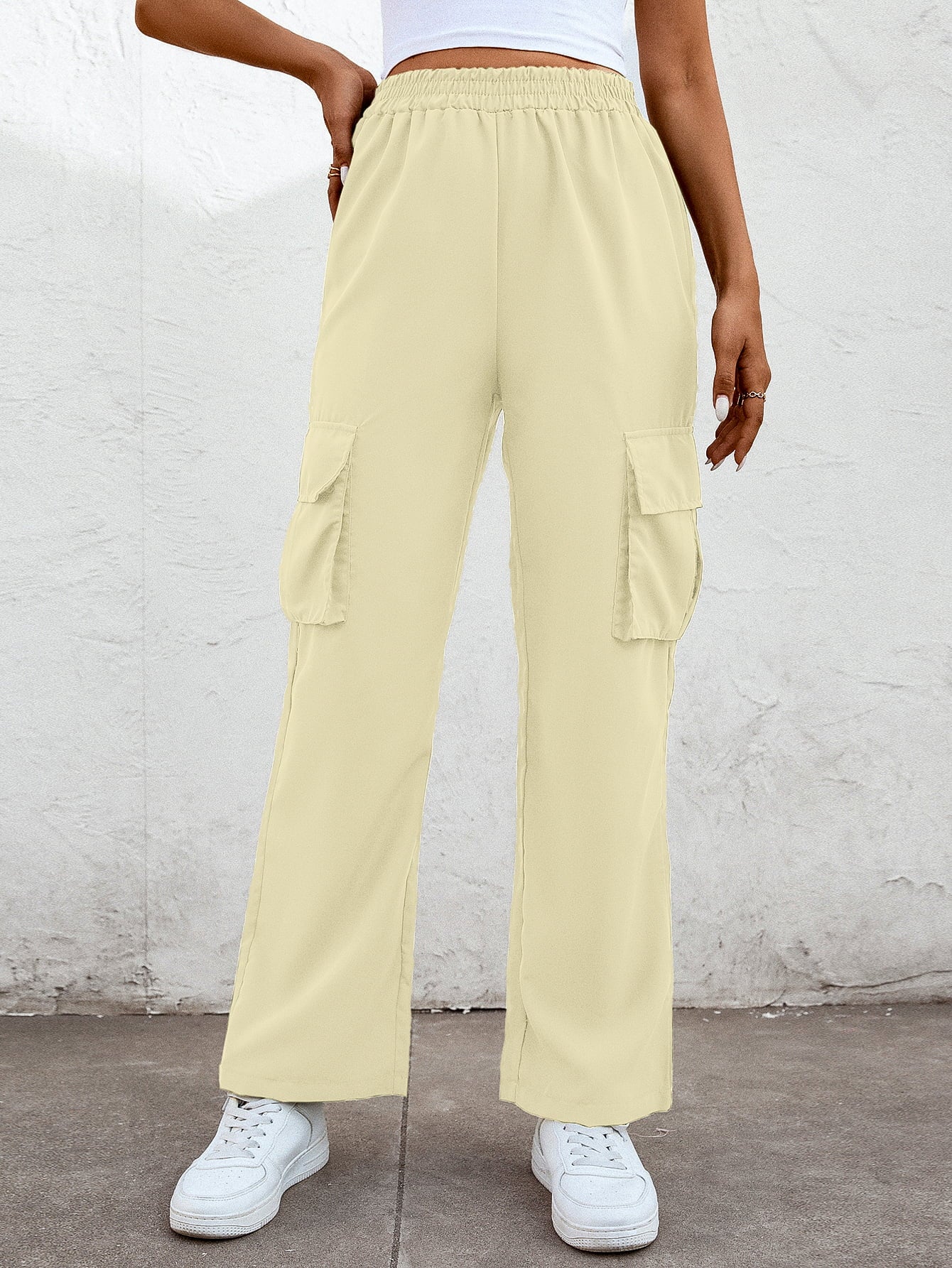 Elastic Waist Straight Leg Cargo Pants - nailedmoms