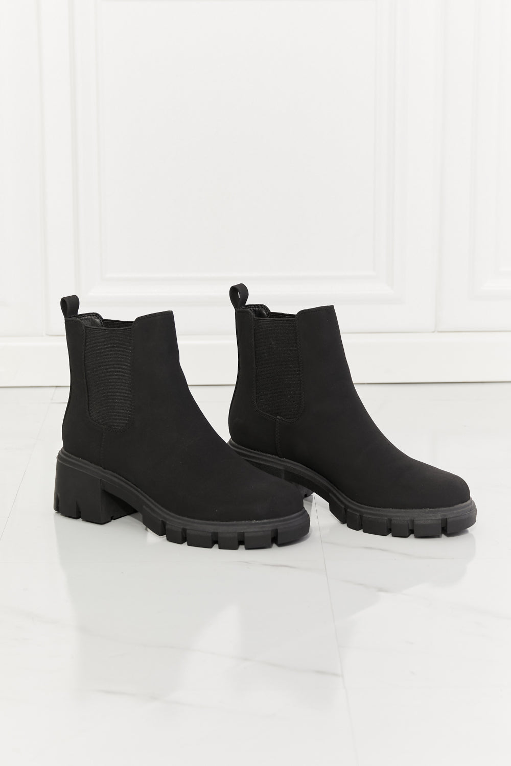 MMShoes Work For It Matte Lug Sole Chelsea Boots in Black - nailedmoms