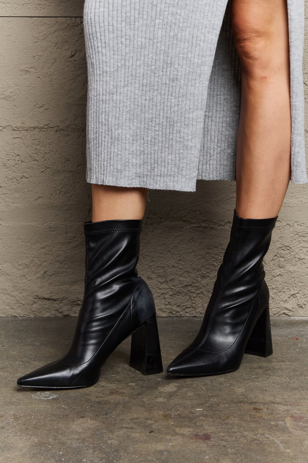 Weeboo Stacy Block Heel Sock Boots - nailedmoms