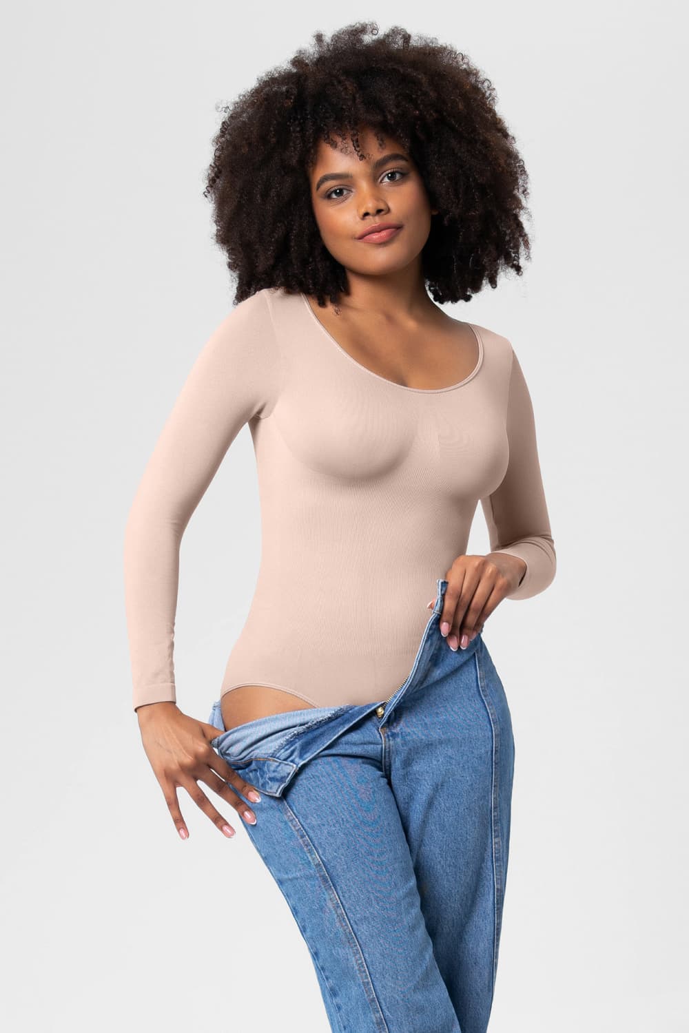 Long Sleeve Shaping Bodysuit - nailedmoms