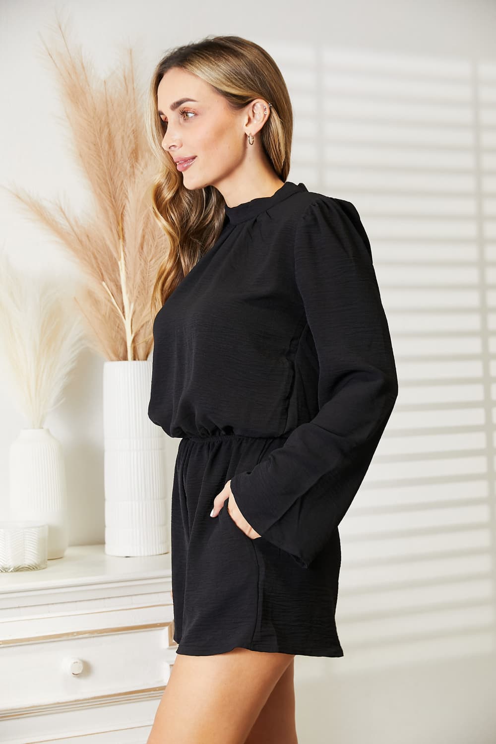 Culture Code Full Size Open Back Romper with Pockets - nailedmoms