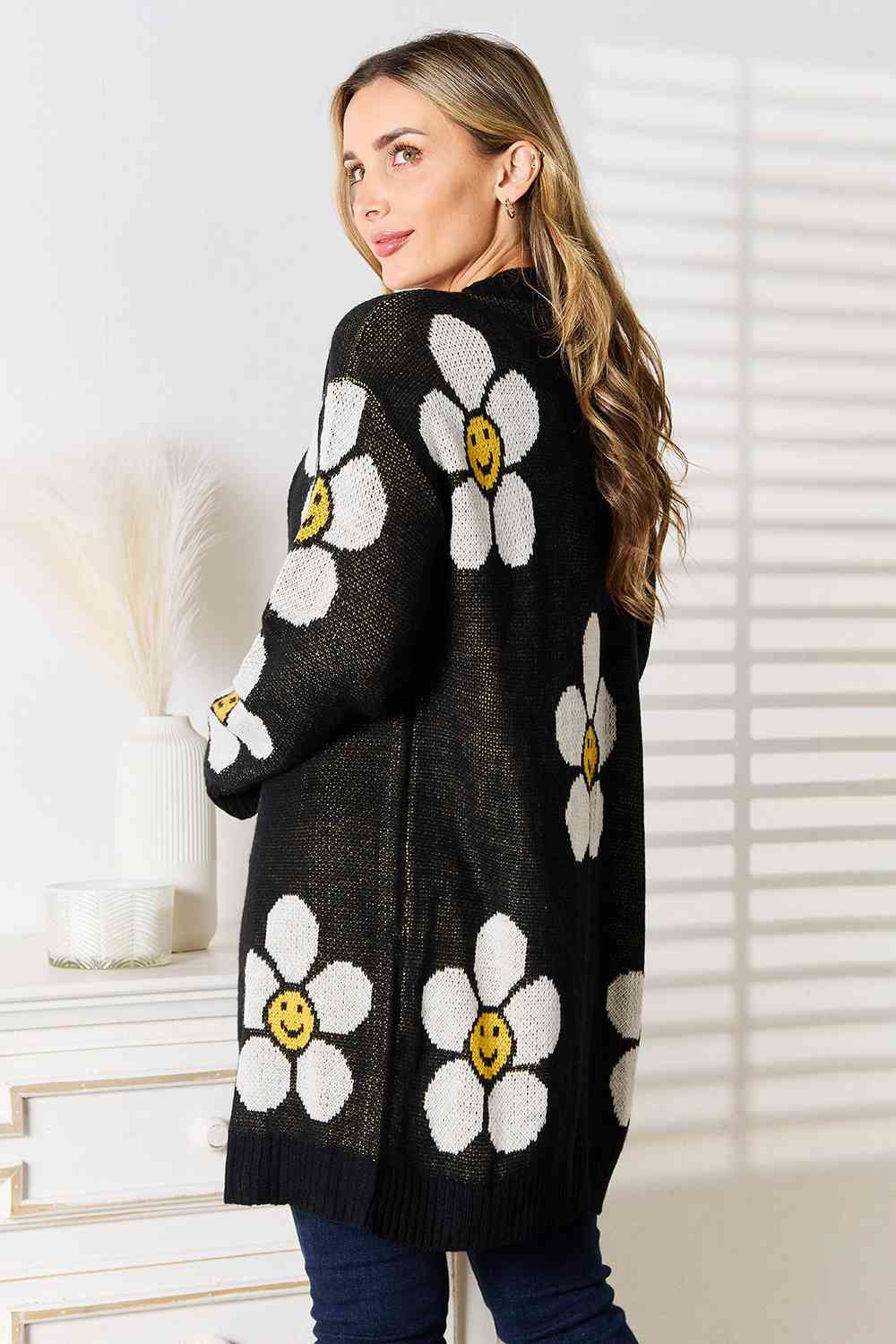 Double Take Floral Button Down Longline Cardigan - nailedmoms