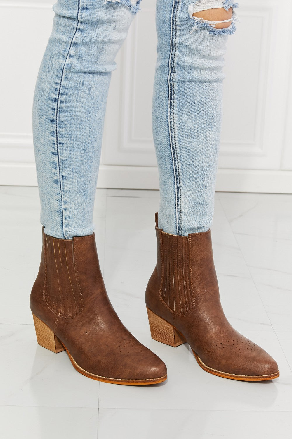 MMShoes Love the Journey Stacked Heel Chelsea Boot in Chestnut - nailedmoms