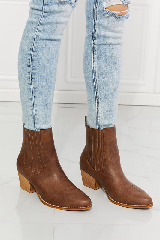 MMShoes Love the Journey Stacked Heel Chelsea Boot in Chestnut - nailedmoms