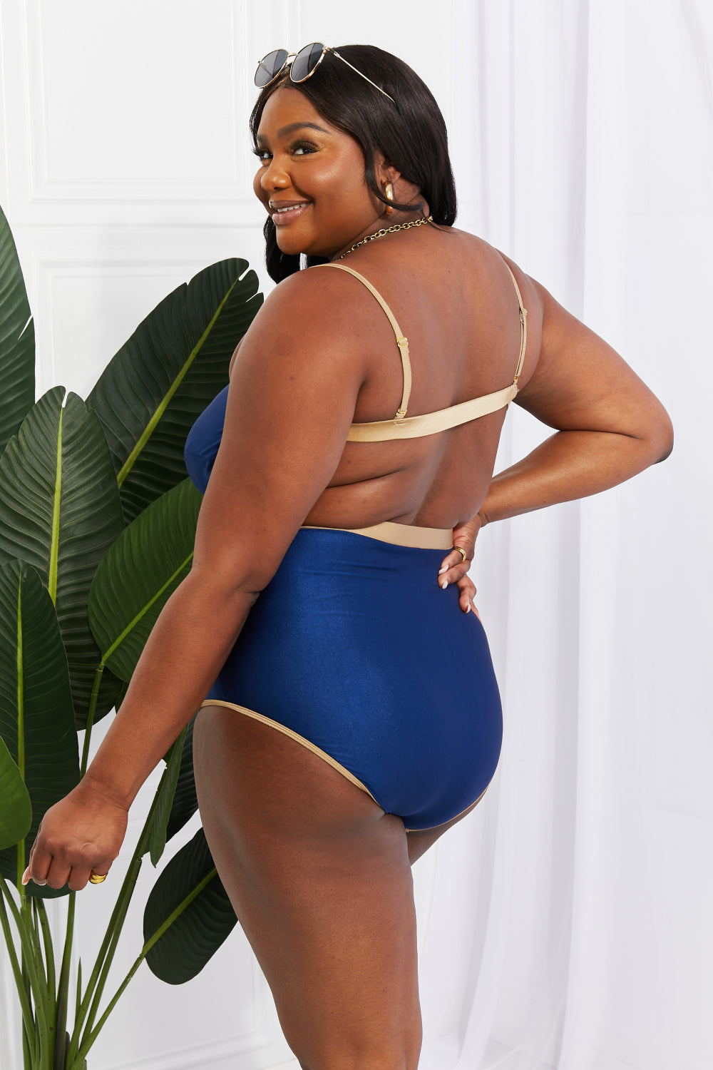Marina West Swim Wave Break Contrast Trim One-Piece - nailedmoms