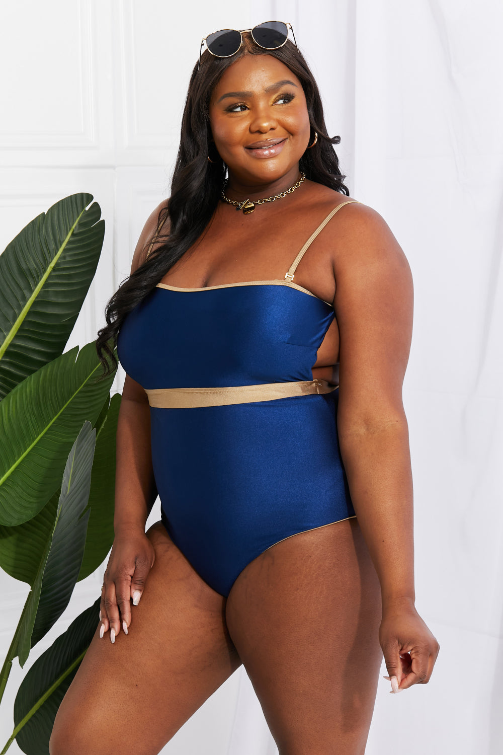 Marina West Swim Wave Break Contrast Trim One-Piece - nailedmoms