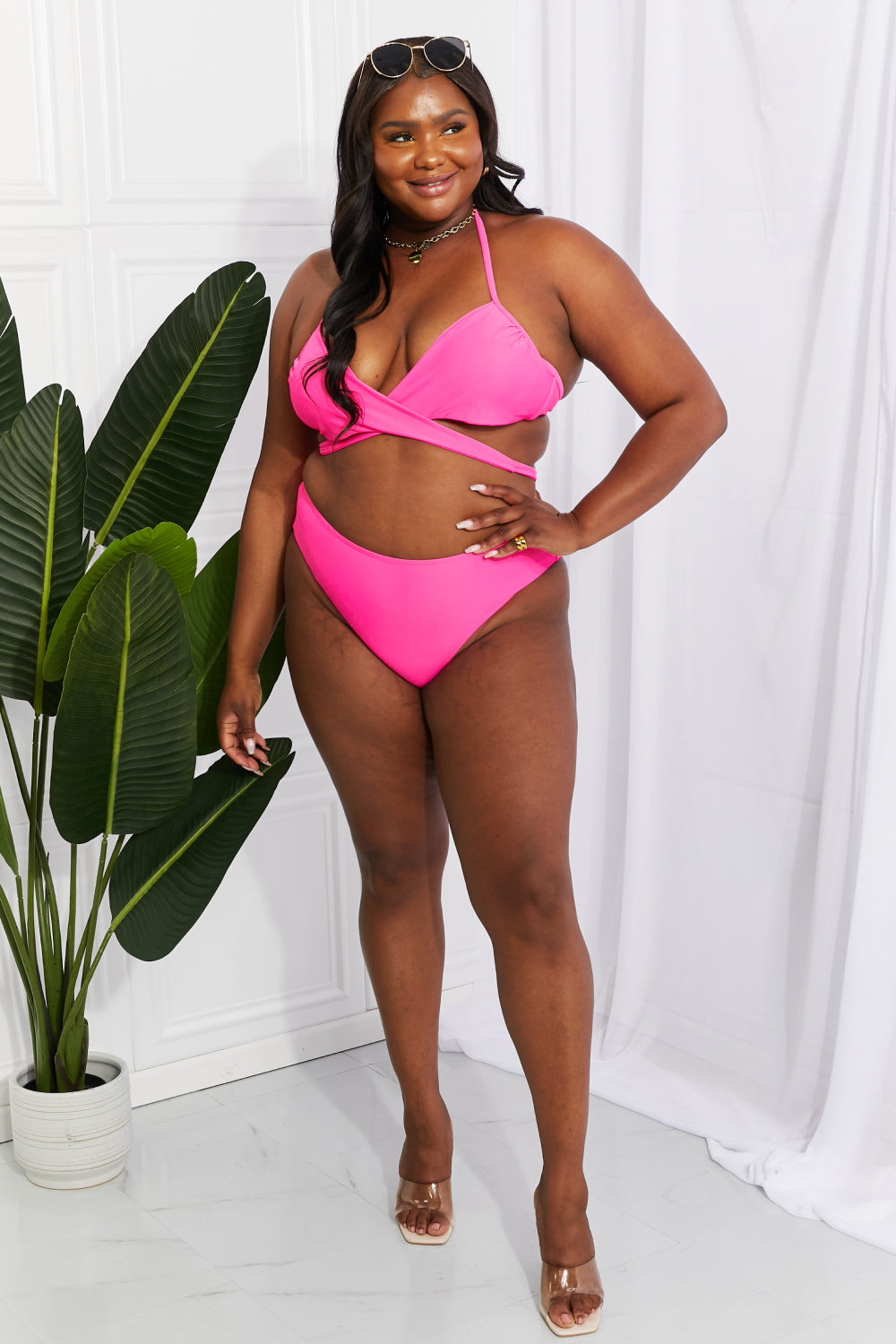 Marina West Swim Summer Splash Halter Bikini Set in Pink - nailedmoms