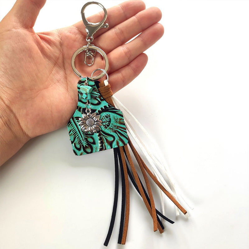 Turquoise Fringe Detail Key Chain - nailedmoms